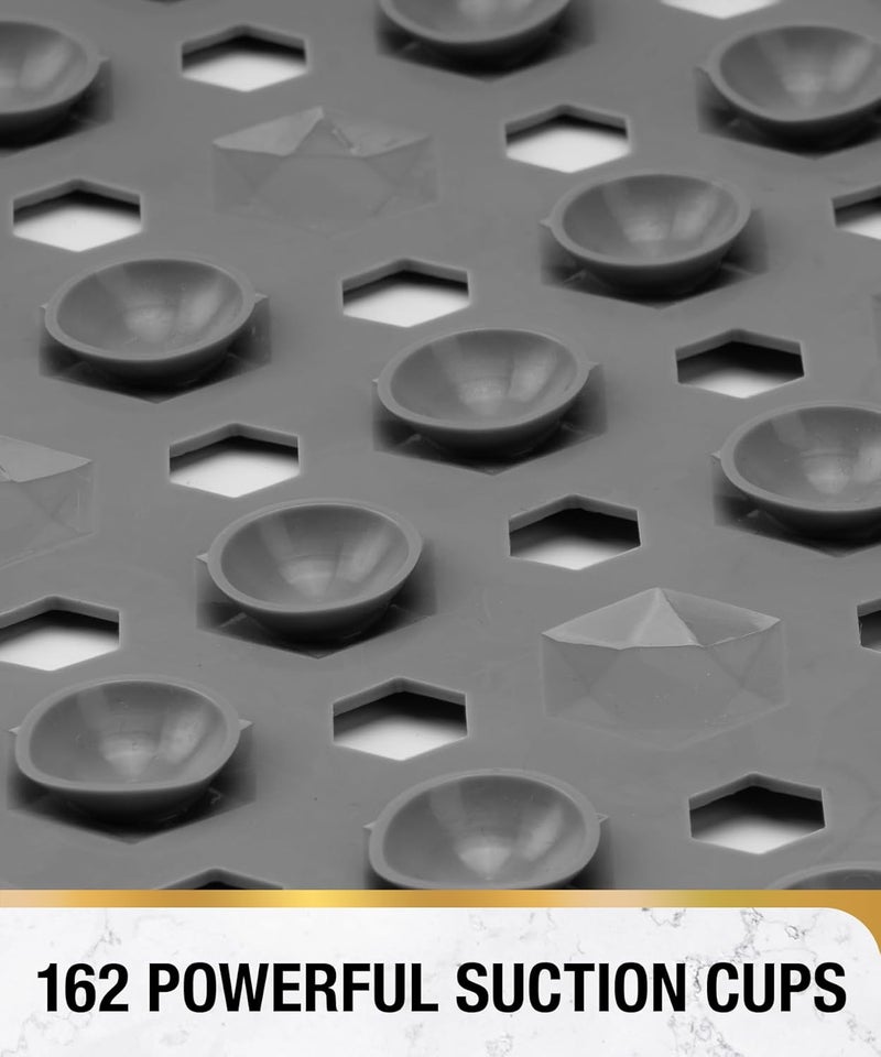 HITSLAM Shower Mat Anti Slip, Square Bath Mat for Tub Non Slip with Suction Cups and Drain Holes, 21x21 Inch Bathroom Shower Stall Floor Mat, Machine Washable, Soft on Feet, Grey - Image 3